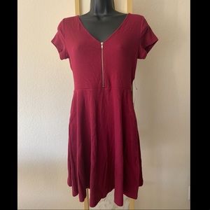 Express red a-line dress zipper short sleeve Small